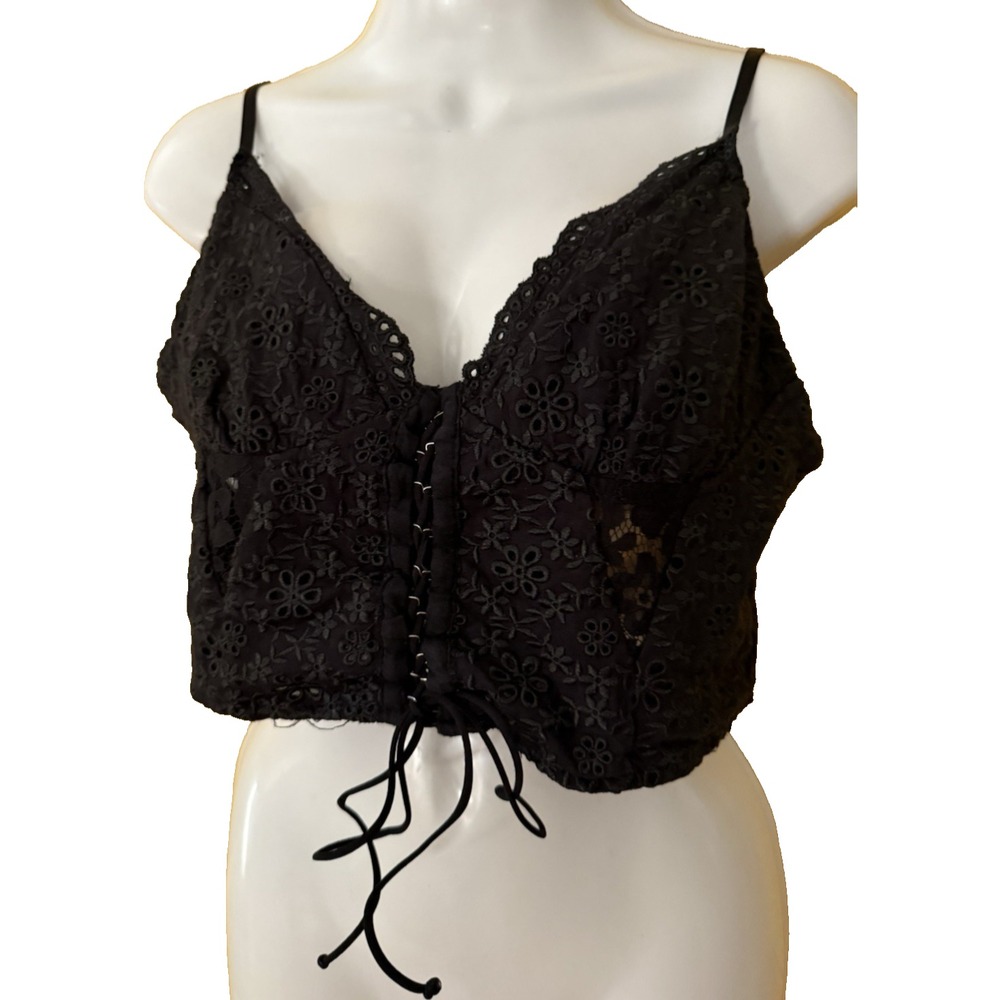 Love by Lottie Moss women's black lace bustier cropped‎ top size small gothcore